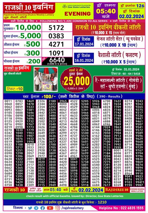 rajshree lottery result today evening 6.30 pm live youtube|Live Result.